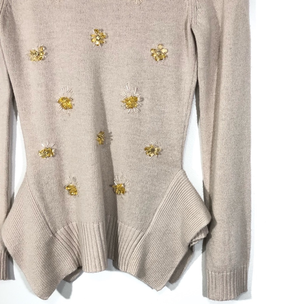 BCBGMaxAzria Loretta beige Sweater with beaded accents - Picture 7 of 13